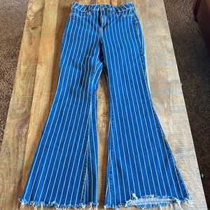 Cello Striped High Waist Flare